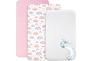 Lovely Hippo Draps Housses Cododo + 1 Alèse Protège Matelas Compatible Cododo Bébé - Drap Housse Cododo 100% Coton - Alèse 100% Imperméable (Arc-en-Ciel, 90 x 55 cm)