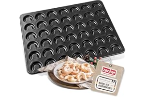 Zenker Vanillekipferl Backblech – Backform für 42 süße oder pikante Hörnchen – Jedes Kipferl wird gleichmäßig geformt – Antihaftbeschichtung für einfaches Entformen, Schwarz