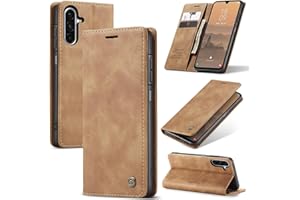 Monweicz Etui do Samsung Galaxy A17 5G, Szczelina na karty, podpórka, Odporny na wstrząsy, premium ze skóry PU portfel, Flip Magnetyczny Skórzane etui do Galaxy S23 Ultra 5G-Brązowe