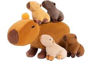 OUOZZZ Ensemble de Peluche Capybara - Maman Koala de 38 cm avec 4 Bébés Miniatures - Jouets Doux et Adorables pour Enfants, Cadeau Parfait pour Filles et Garçons