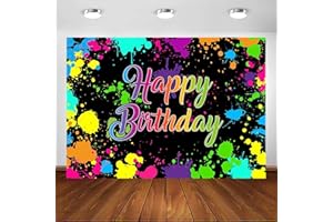 Avezano Neno Glow in The Dark Telón de Fondo de Fiesta de cumpleaños Colorido para Graffiti Pintura para Salpicaduras Fondo de fotografía cumpleaños decoración de Dormir Fiesta (7 x 5 pies)