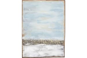 Kare Design Acrylic Painting Abstract Horizon, Grey Blue/Earth Tones, Canvas Painting, Solid Wood Frame, Hand Painted Details, Framed Artwork for Living Room, Hallway, Bedroom, 120x90x4 cm (H/W/D)