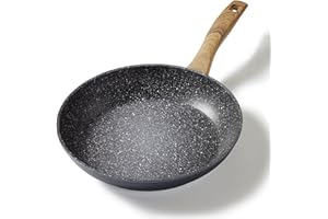 STONELINE Back to Nature Poêle à Frire 28 cm, Made in Germany, adaptée à l'Induction, Revêtement Antiadhésif avec de vraies particules de pierre, Cuire sans Huile ni Graisse