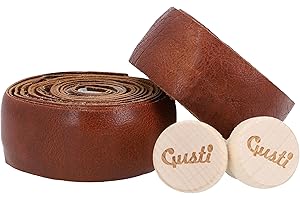Gusti Cinta de piel para manillar de bicicleta, 2 unidades, autoadhesiva, 200 cm, incluye tapones de corcho para un agarre seguro