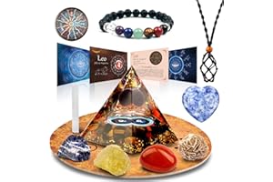 vuUUuv Horoskop Orgonpyramide ， Leo-Heilkristall-Geschenkset ， Sternzeichensteine ??zum begleitenden Geburtsstein, für Astrologie ， Reiki ， Energie, Meditation