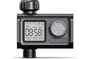 ‎CROSOFMI CROSOFMI Bewässerungscomputer Automatische Zeitschaltuhr Bewässerung Garten IPX5 Wasserdicht/Regenverzögerung/Manueller Bewässerungsmodus/Kindersicherungsmodus/LCD-Bildschirm