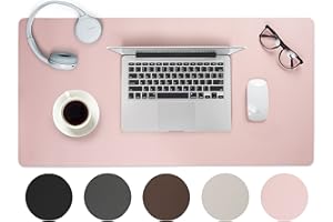 Sidorenko Podkładka na biurko, ze skóry PU, 60 x 35 cm, z przyszytymi krawędziami, antypoślizgowa mata, duża, do pisania, podkładka XXL, pod mysz, mata na biurko, różowa