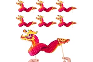 SYHOOD 6 Pacchi Artigianato di Burattini di Carta Drago Cinese Burattini del Drago Arti Decorative Fatte a Mano per Capodanno Cinese per Donna Uomini Bambini DIY Artigianato Regalo Decori