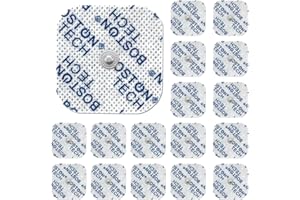 Boston Tech 16 electrodos para TENS Compatible con TENS BEURER Parches 5x5 cm Conector Botón 3,5 mm No Requiere Gel Adicional Compatibles con Otros TENS y EMS Reutilizables Hipoalergénicos