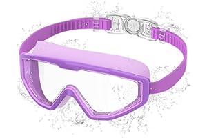 Ambienden Lunette Piscine Enfant, Anti-Buée UV, Vision Large, Réglage 1 Bouton, Joint Silicone, Lunettes de Natation 3-12 Ans Unisexe