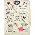 Five 5-Year Diary Organizer - Undated Daily Planner Journal Book - Stud Button Closure - A5 Writing Paper - Faux Leather Inspirational Slogan Art Cover, by Arpan (Cream)