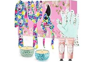 Sophtaigt Gardening Gifts for Women 8Pcs - Mum Birthday Gifts - Mothers Day Garden Gifts for Her Grandma Gardeners Lovers - Including Trowel-Fork-Scissor-Gloves-2 Candles-2 Hand Creams