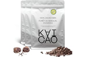 Grué de Cacao Pur Torréfié Kaicao – Cacao d'Origine Hacienda Limón, Équateur – Superaliment Végétal, Keto, Sans Sucre Ajouté et Sans Gluten – Pour les Snacks, Smoothies et Desserts – 3 x 160 g