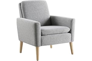 Marketero Armchair Comfy Fabric Accent Chair with Upholstered Single Sofa Occasional Modern Arm Chairs for Living Room Bedroom Reading Reception Lounge Grey