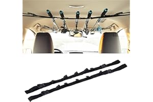 Effekt Manufaktur Car Fishing Rod Holder Strap Set of 2 - Fabric Rod Storage Belt - Rod Rack Holders with 5 Slots and 2 Buckles - Fishing Accessories - Easy Install & Space-Saving - Black