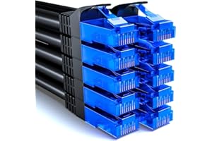 deleyCON 10x 0,25m CAT6 Kabel Sieciowy Zestaw - Krótki 25cm U-UTP RJ45 CAT-6 Kabel LAN Kabel Krosowy Kabel Ethernet DSL Przełącznik Router Modem Repeater Patch Panel - Czarny