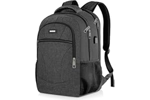 ‎BIKROD Rucksack Herren, Schulrucksack Jungen Teenager, 15.6 Zoll Laptop Arbeit Daypack mit USB-Ladeanschluss für Business Wandern Reisen Camping Schulranzen, Schwarz