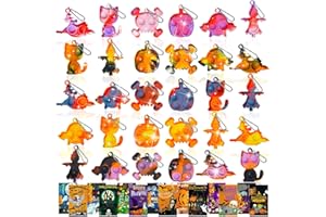 TOANWOD 30PCS Halloween Party Bag Fillers: Children Gifts for Kids Goody Bag Fillers Party Favours - Stocking Stuffers Toys Prizes Gifts Trick or Treats - Classroon Prize Pinata 30 Keyring + 30 Cards