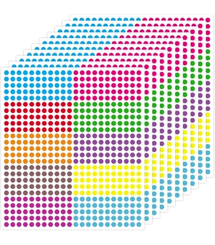 Gommettes Rondes Autocollantes 10mm - 3300 Pièces, 20 Couleurs Pour Classement Et DIY
