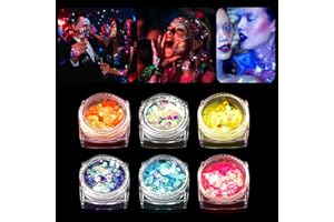 Teekerwan Glow in the Dark Body face Glitter gel, 6 couleurs lumineuses, lumière noire UV auto - adhésive brillant cheveux épais/ombre à paupières carnaval Party Halloween maquillage (02)