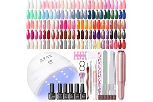PEACECOLOR 35 färger komplett UV-gel nagelsats med lampa, semipermanent nagellackssats med matt och glittrande topplack, nagelslip, manikyrsats för nybörjare