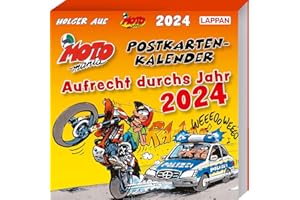 MOTOmania Postkartenkalender 2024: Wochenkalender mit Tages-Verbrauchsanzeige für Motorradfahrer und Biker | Mit 53 Postkarten zum Verschicken und Sammeln | Mit den beliebten Comics von Holger Aue