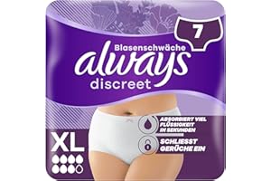 ‎ALWAYS DISCREET Always Discreet Inkontinenz-Höschen Plus Für Frauen, XL, 7 Höschen, Verhindert Auslaufen Und Gerüche, Angenehm Und Kaum Spürbar (3x7)