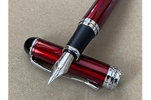 Rhapsody Jinhao x750 - Penna stilografica con punta media da 0,5 mm, inchiostro rosso metallizzato