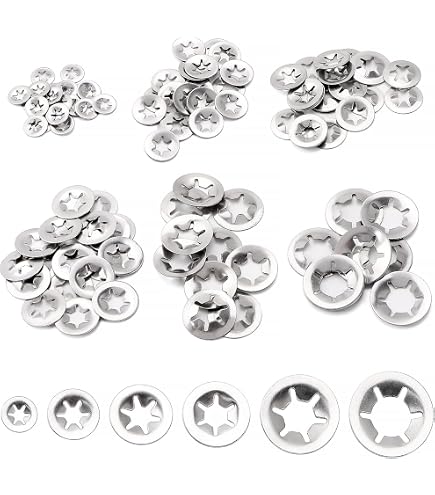 Kit 340 Rondelle Ferma Stella Dentellate &ndash; Bloccaggio Rapido Push On &ndash; Diametri M3-M12