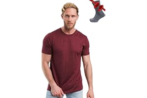 Merino.tech Tee Shirt Merinos Homme - T-Shirt Thermique 100% Merino Wool avec Chaussettes