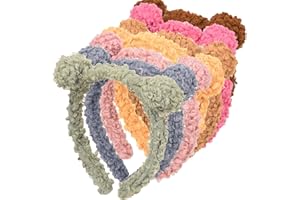 HIXNUG 7Pcs Bear Ears Headbands Fluffy Bear Ears Plush Hairband Halloween Bear Cosplay Costume Accessories for Kids Adults