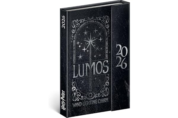 NOTIQUE Agenda 2026 – Mini agenda de poche, env. A6, avec fermeture magnétique, semainier compact, 11 x 16 cm, couverture rigide, avec aperçu mensuel, motif Harry Potter – Lumos