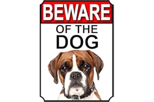 SHAWPRINT LIMITED BEWARE OF THE DOG METAL GATE SIGN BOXER 200MM X 150MM (1115H1)