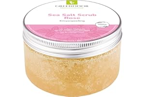 Greendoor peeling corporal Sal De Mar Scrub Rosa, peladura de sal marina sin Plástico & sin conservantes, 280g con Aceite de almendra, Body Scrub