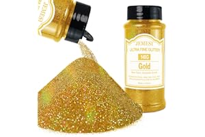 JEMESI Glitter Olografici Ultrafini, Glitter Di Bellezza, Gold140g, Adatti Per Capelli, Viso, Corpo, Unghie e Trucco Natalizio. Adatti Anche Per Resina Epossidica, Vetro e Lavori Artigianali.