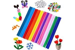 iTYOOS 350 Pezzi Scovolini Set, Scovolini, Colorati Craft Steli in Ciniglia di 10 Colori, con Palla Pompon e Occhio Piccolo Fai da Te Decorazioni per Appassionati di Creatività