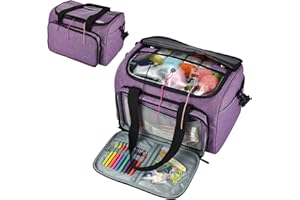 ‎JOZEA JOZEA Aufbewahrungstasche für Wolle, Stricknadeln und häkelnadeln, besonders ultimative Organisation leichtes Garn Tasche für Reisen und unterwegs (kein Zubehör im Lieferumfang enthalten) lila