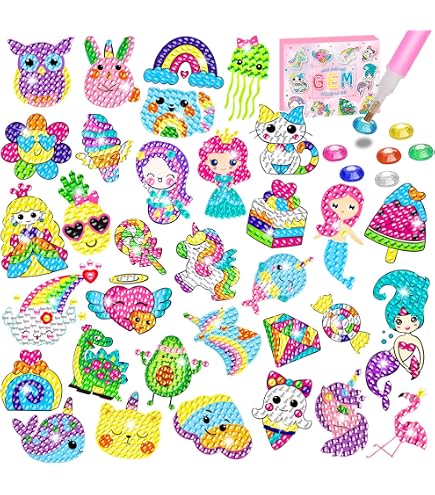 Kit Di Pittura Con Diamanti 5D Per Bambini – 24 Adesivi Mosaico Fai Da Te | Attività Creativa Per Ragazze E Principianti, Arte Antistress Con Diamanti Colorati - 5