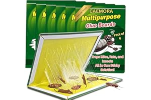CAEMORA Pest Stickey Pads Trap Boards, 6x Large Strong Sticky Trap Pads And Boards For Multi Pests, Extra Strong Glue Trap Pads for Indoor Outdoor Home Kitchen Garden, Insects, Fly Catchers, Rats and Mouse