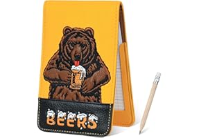 LZFAN Support de carte de score de golf et couverture de livre de cours, accessoires de golf en cuir de qualité supérieure, motif ours de bière jaune