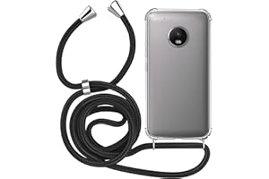MyGadget Funda con Cuerda para Motorola Moto G5 - Carcasa en Silicona TPU Suave con Cordón - Case y Correa Adjustable - Negro