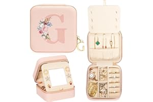 Enthralite Travel Jewellery Case A-Z Personalized Gifts - Travel Essentials for Women -Jewellery Box for Girls - Travel Jewellery Organiser - Gifts for Valentine’s Day - Pink,G
