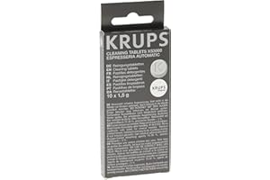 Krups Lot de 10 pastilles nettoyantes pour machines à café Full auto, Nettoie le circuit d’eau, Protège des surchauffes, Accessoire Officiel XS300010