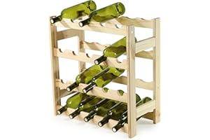 KADAX Regał na wino, 54 x 53 x 25 cm, stojak z drewna sosnowego, przechowywanie 20 butelek