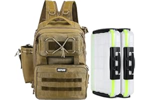 Goture Angelrucksack, Angelzubehör-Rucksack mit Rutenhalter 2 Köderbox, Tasche für Salzwasser- und Süßwasserfischen Angeltasche mit Boxen