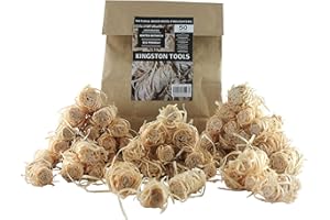 Kingston Tools Natural Wood Wool Firelighters — Flame Fire Starters for Fireplace, Campfires, Stoves, BBQ's, Pizza Ovens and Smokers — 50 Pieces