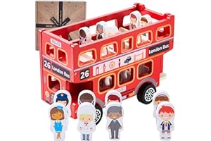 Jaques of London Bus Toy for 2 Year Olds | Red Double Decker Toy with Wheels | Perfect Wooden Toys for Toddlers | Classic Wooden Toys for Children
