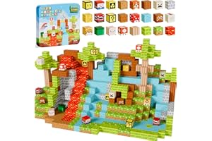 Pixel Cube 120 Magnetic Building Blocks Set - With Metal Travel Tin - Build-A-World Mine Blocks For Kids - Creative, Safe Magnetic Construction Toys - Aeroplane Activities Travel Toys
