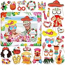EASY JOY 25-tlg Hawaii Party Set - Fotorequisiten Mit Fotorahmen Für Strandparty