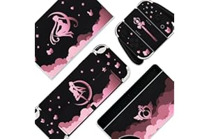 BelugaDesign Skin Moon Switch | Autocollant en vinyle pastel mignon | Nœud magique pour filles anime kawaii dessin animé japonais L compatible avec Nintendo Switch OLED (Switch OLED, noir)